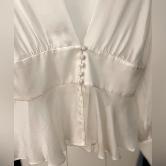 SLEEPING WITH JACQUES - Sylvia peplum Silk-Satin Blouse - Designer 0 / US 2 / XS - Picture 4 of 9